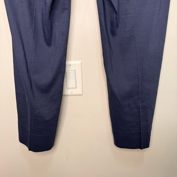 Theory Blue Linen Cropped Straight Leg Cropped Pants Size 8 - Picture 9 of 14